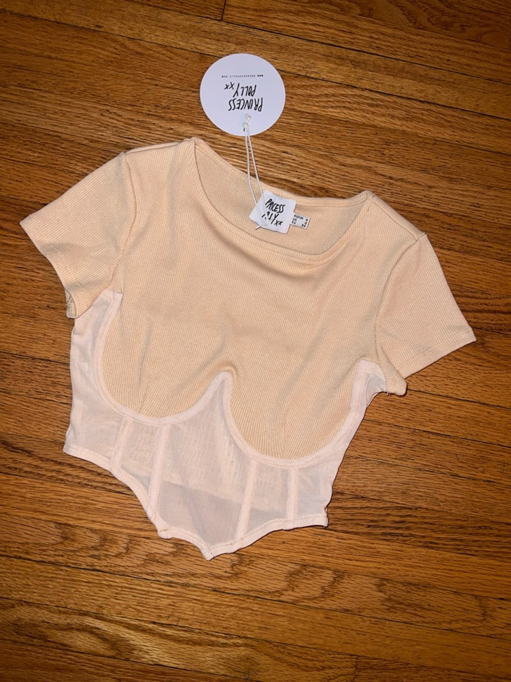 Princess Polly Peach Ribbed Corset Tee